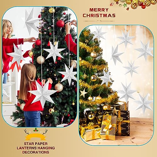 7 Pack 18 Inch 14 Inch 12 Inch 10 Inch 3D Hollow Out Hanging Paper Star Lanterns Z451962