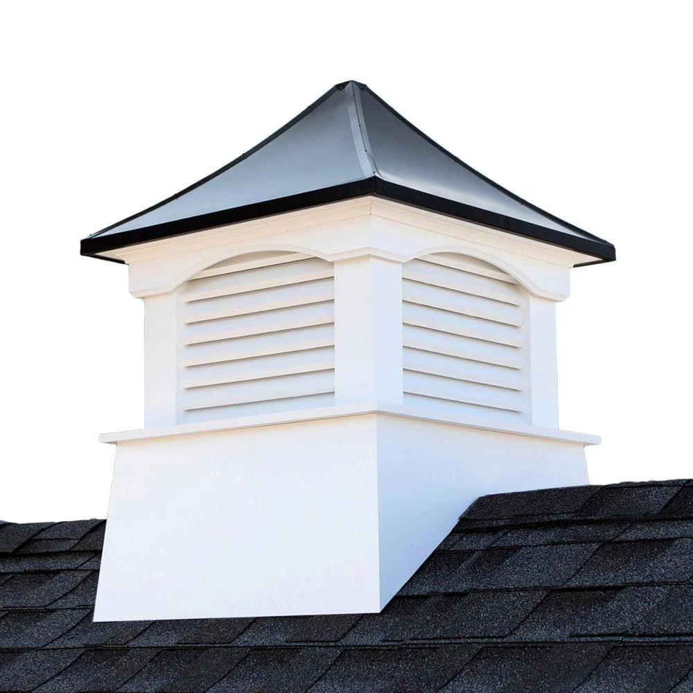 22 in. x 22 in. x 29 in. Vinyl Cupola with Black Aluminum Roof A698