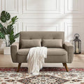 48" Linen Loveseat Sofa with Throw Pillows U6795