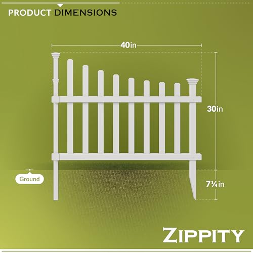 30in H x 40in W (2 Panels) White Vinyl Picket Fence A784075