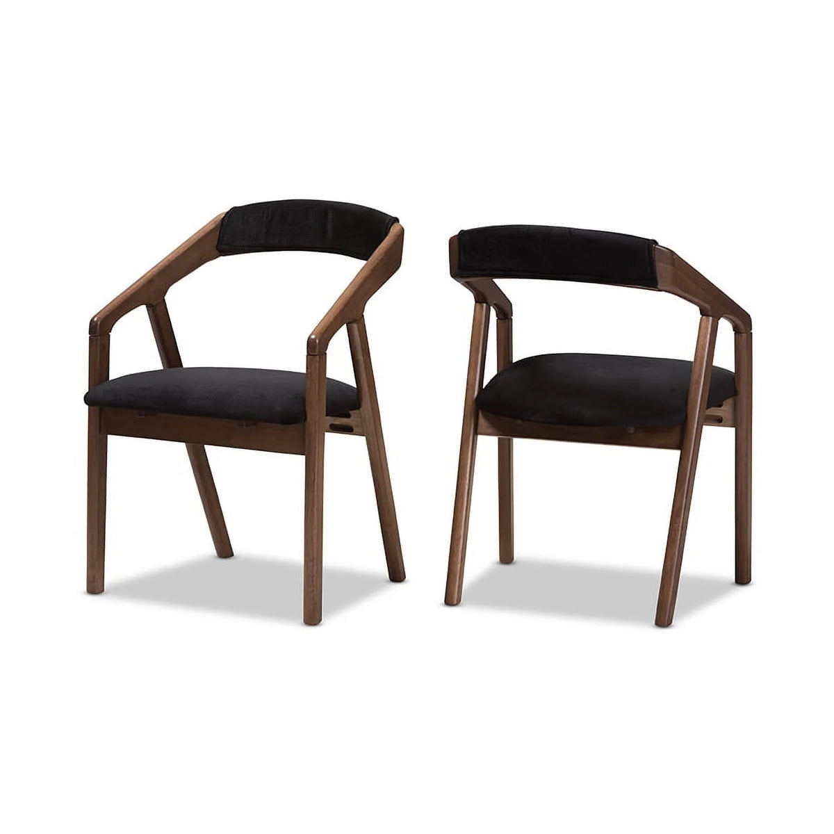 Black Fabric and Walnut Wood Dining Set A48537