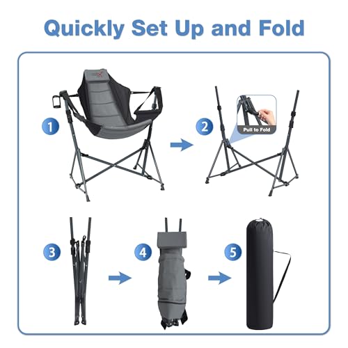 Black Folding Hammock Camping Chair with Cup Holder M66497