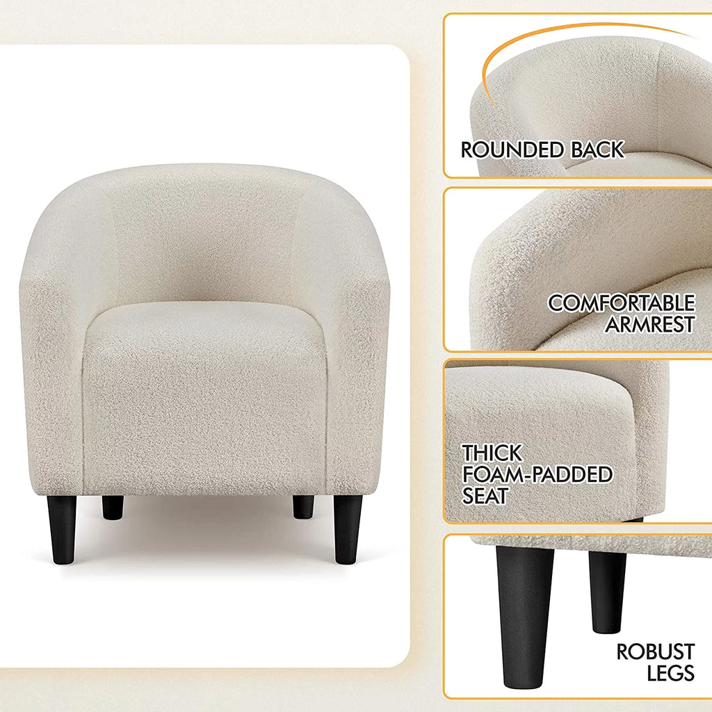 Ivory Faux Fur Barrel Chair I685