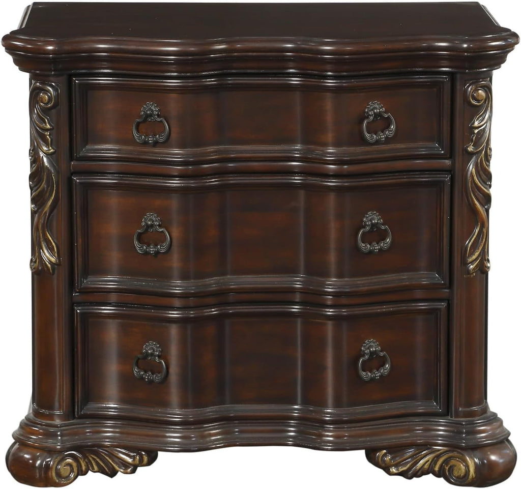 Cherry Finish Nightstand of 3 Drawers B55825