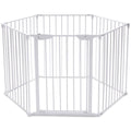 8 Panel Metal Gate Baby Pet Fence Playpen Barrier White C4562