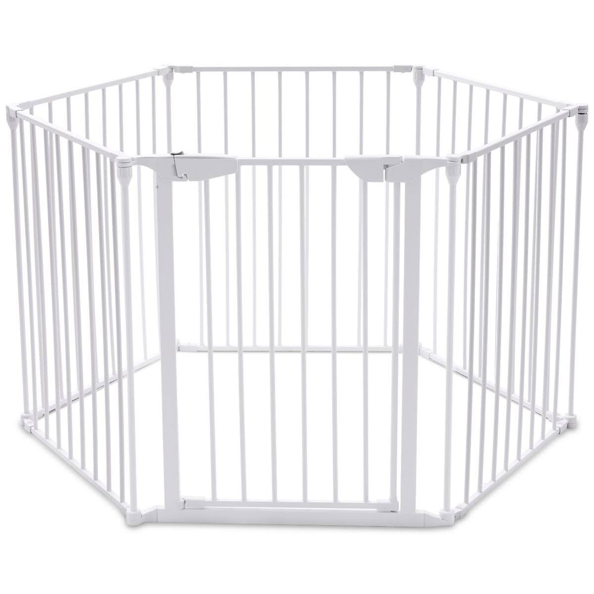 8 Panel Metal Gate Baby Pet Fence Playpen Barrier White C4562