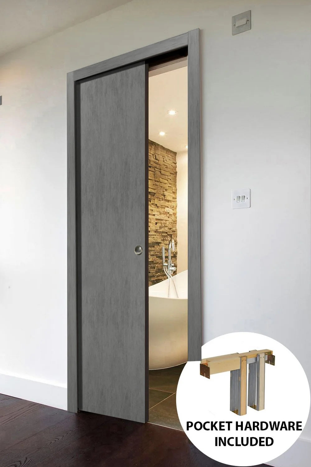 Sliding French Pocket Door 36 x 84 inches Solid Wood Interior Door U156