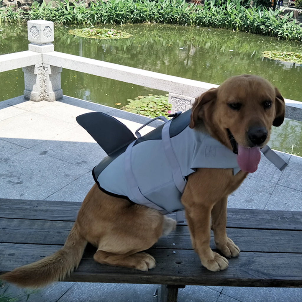 Dog Pet Shark Swimsuit Vest Safety Wear Preserver W705