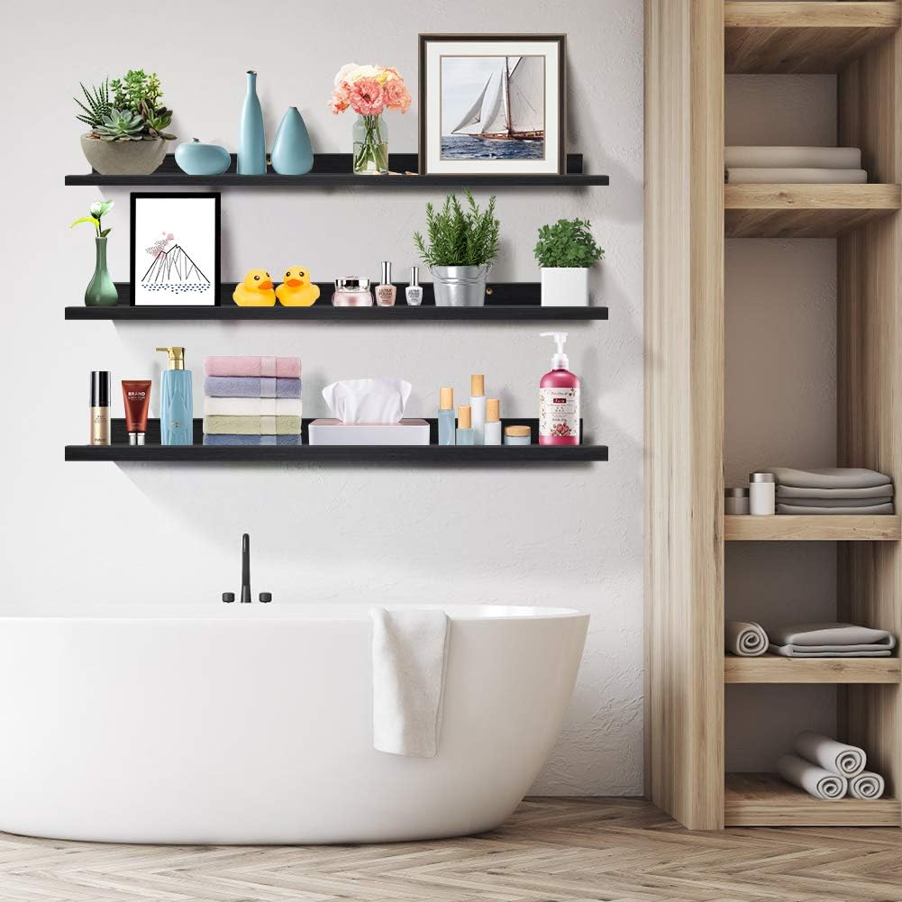 47 Inch Black Floating Shelf Set of 3 J3824