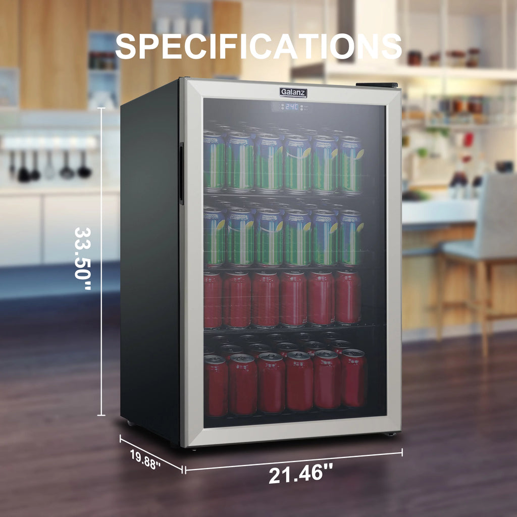 4.5 Cu ft 152 Can Stainless Steel Beverage Center Mini Fridge H13760