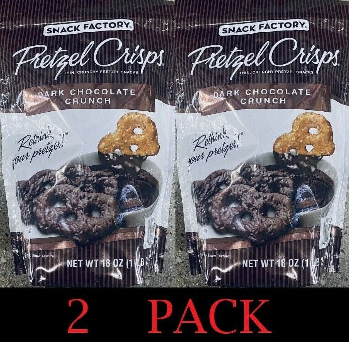 Pretzel Crisps Dark Chocolate 18 oz 2 Pack S5261
