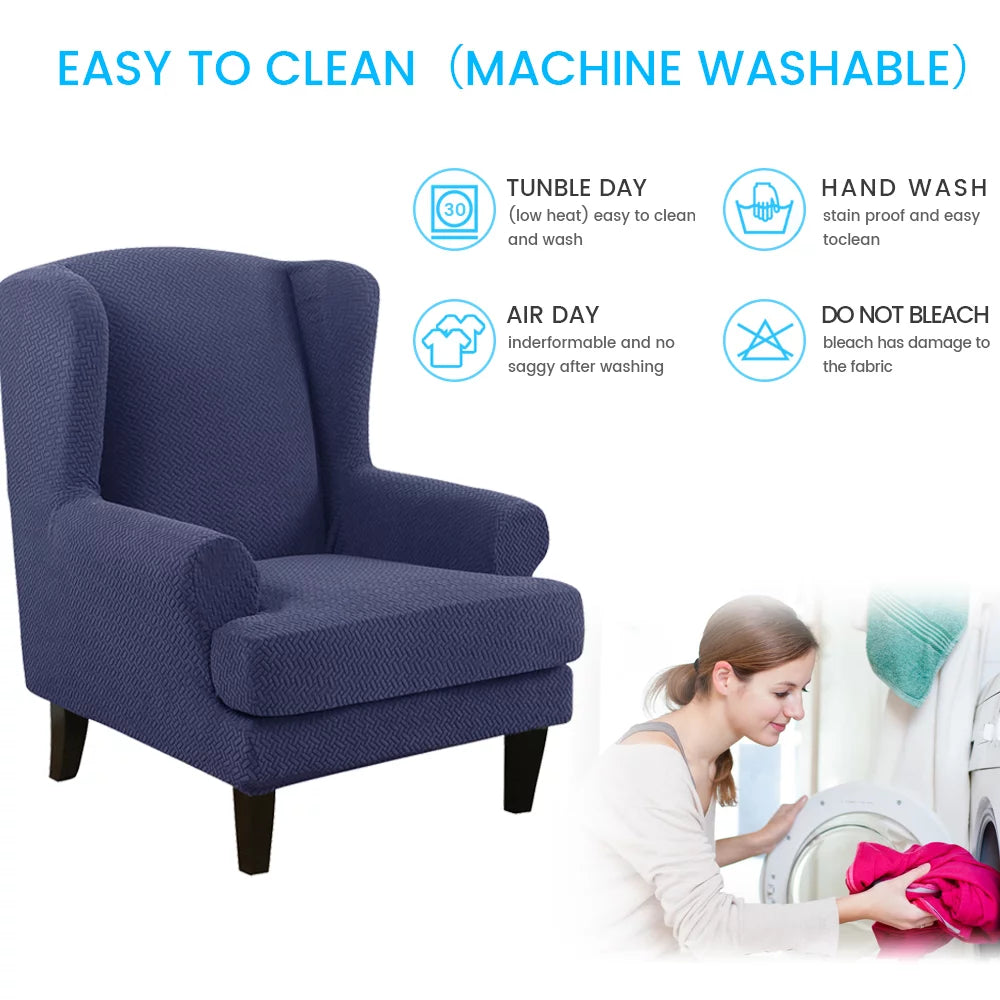 2 Piece Stretch Wingback Chair Slipcovers T115408