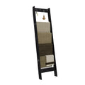 6 Tier Blanket Ladder Shelf with 4 Metal Hooks, Rustic Brown D515