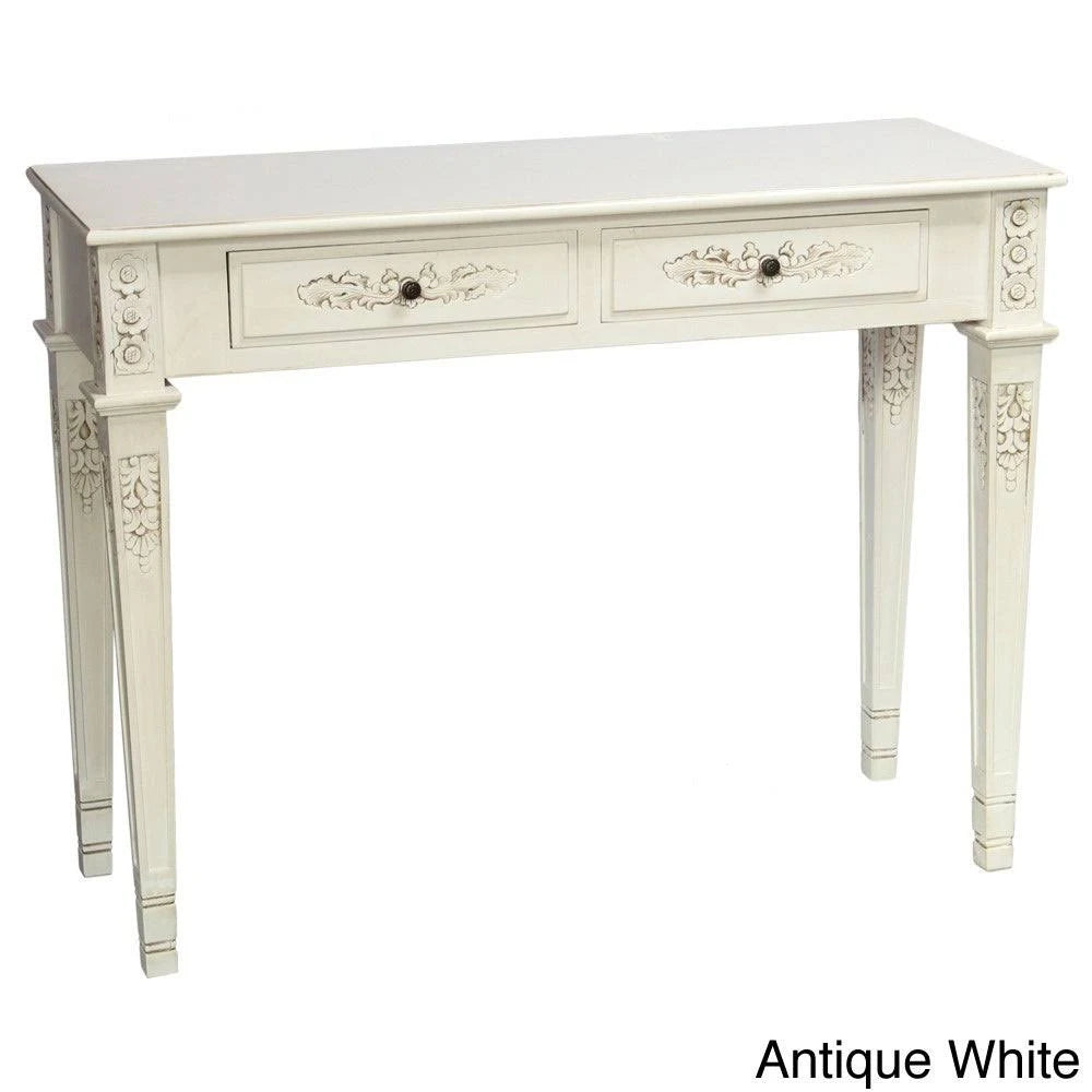 Antique White Two Drawer Rectangular Console Table D9178