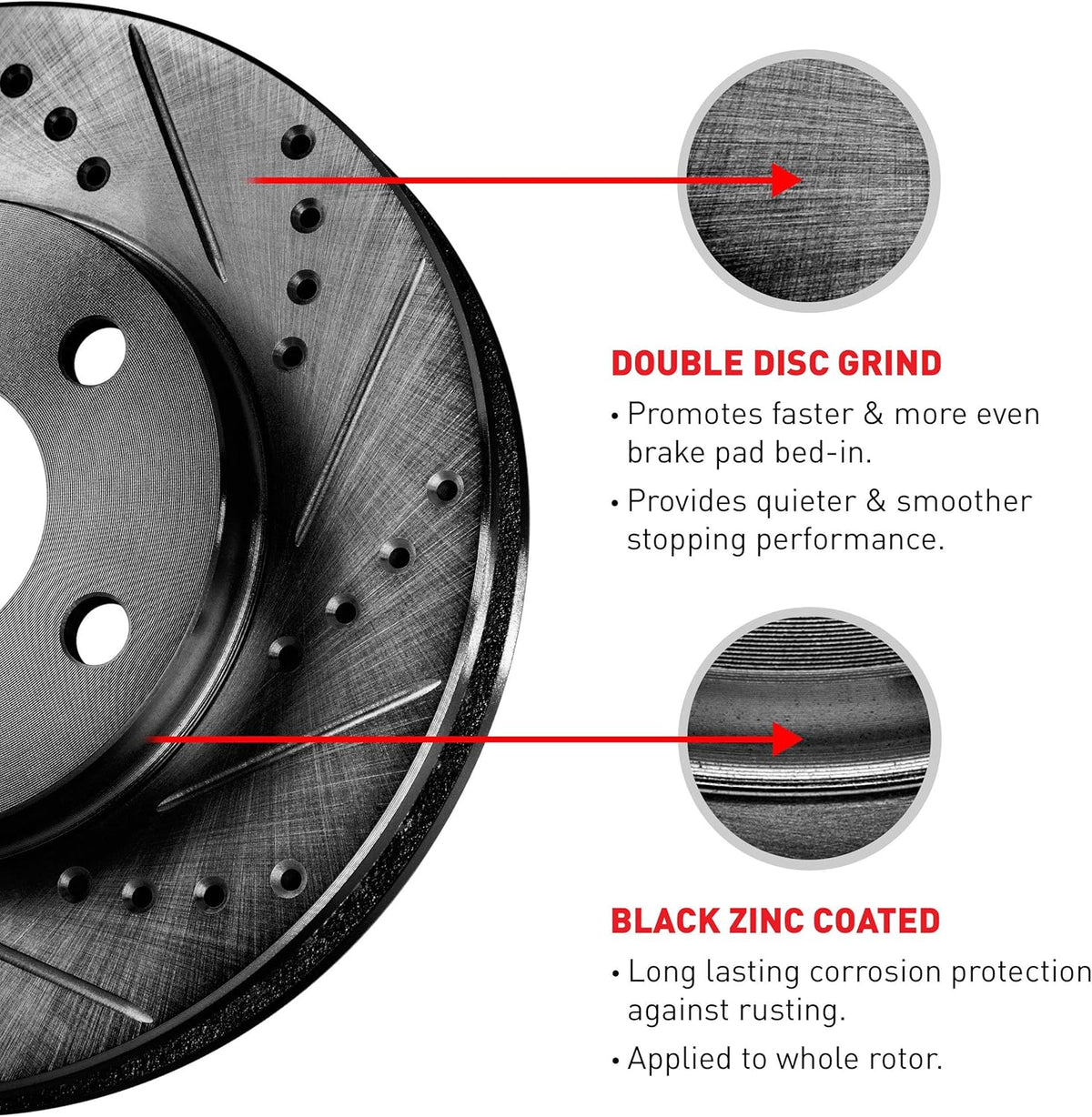 Black Drilled and Slotted Brake Rotors R431867