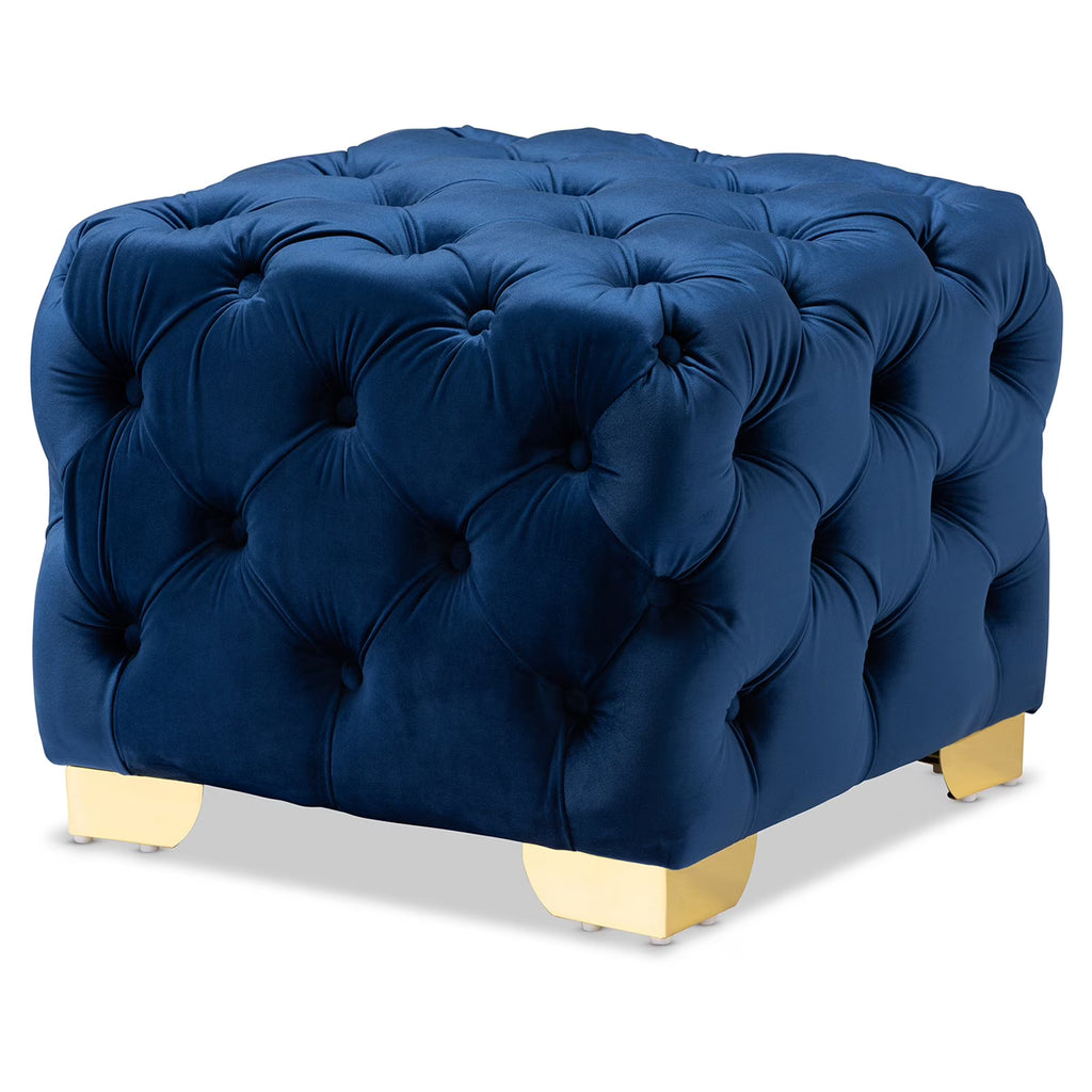Royal Blue Velvet Ottoman G969633