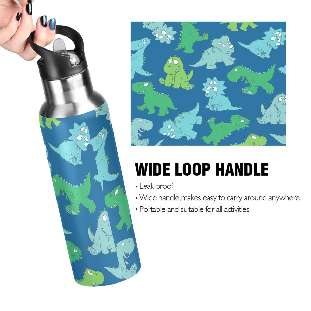 20 OZ Stainless Steel Vacuum Insulated Water Bottle with Straw Lid D42921
