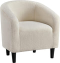 Ivory Faux Fur Barrel Chair I685