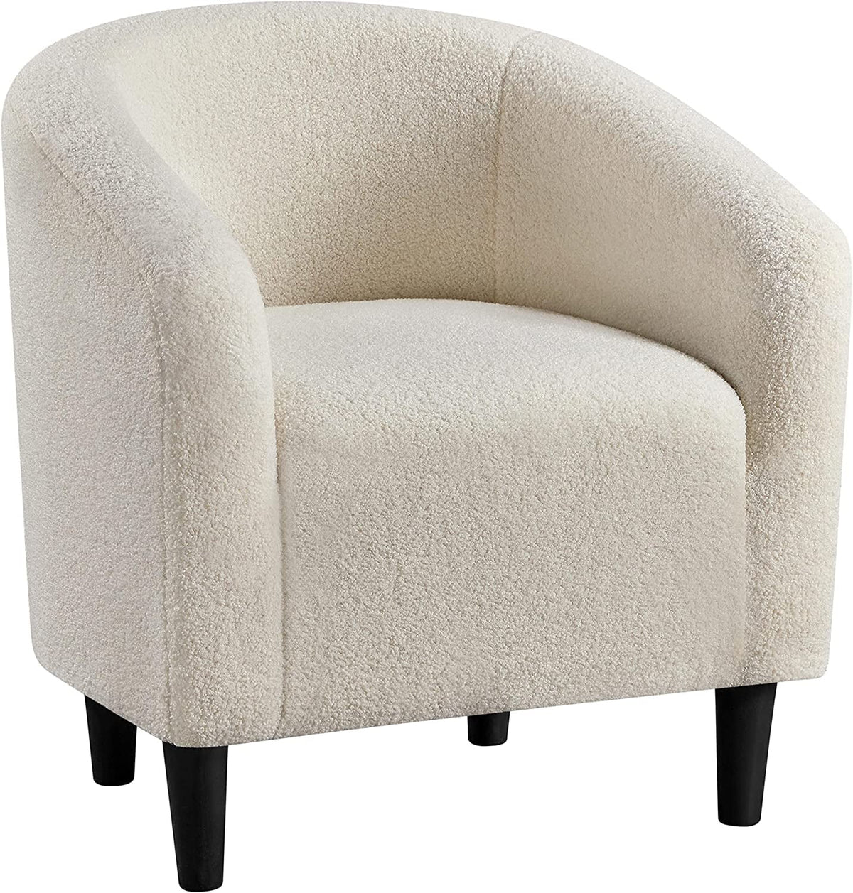 Ivory Faux Fur Barrel Chair I685