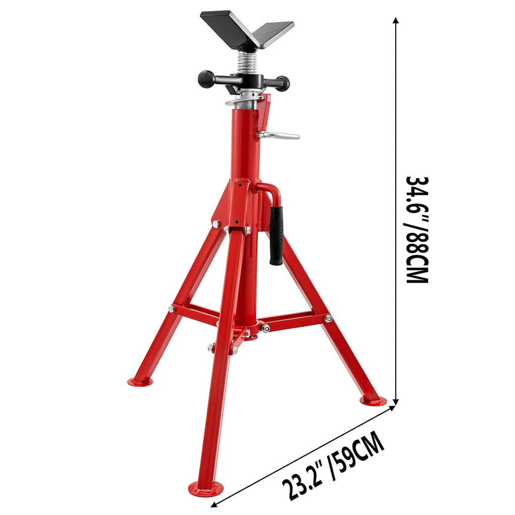 V Head Pipe Stand, Adjustable Height 24-42, 2500 lb. Load Capacity, Carbon Steel Q966