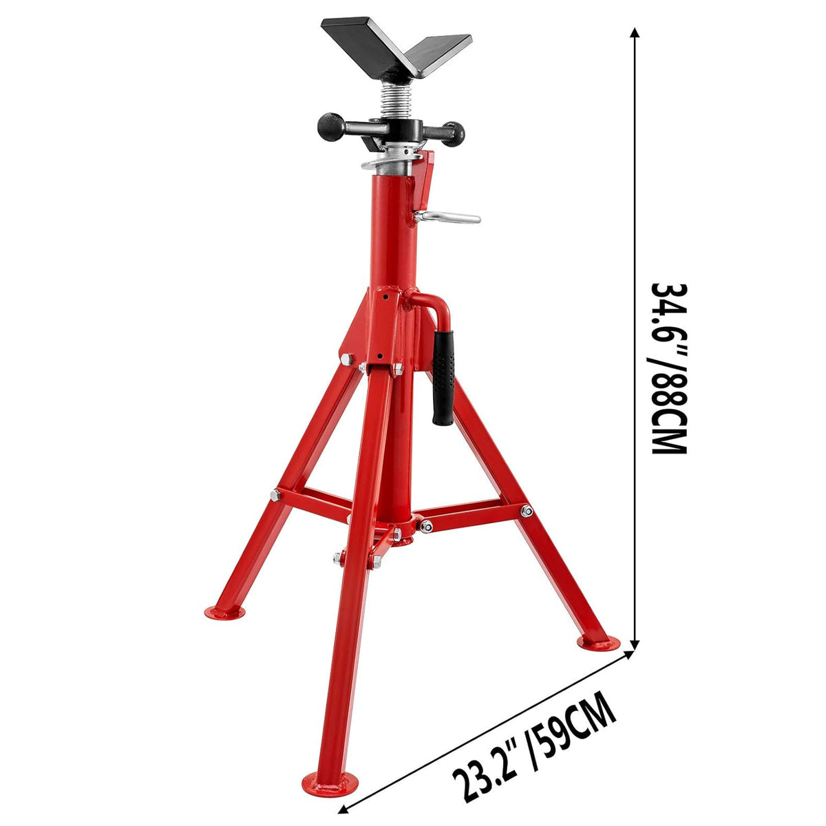 V Head Pipe Stand, Adjustable Height 24-42, 2500 lb. Load Capacity, Carbon Steel Q966