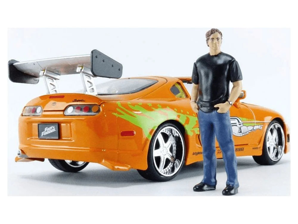 1:24 Scale Orange Toyota Supra Diecast Car with Figure Z912