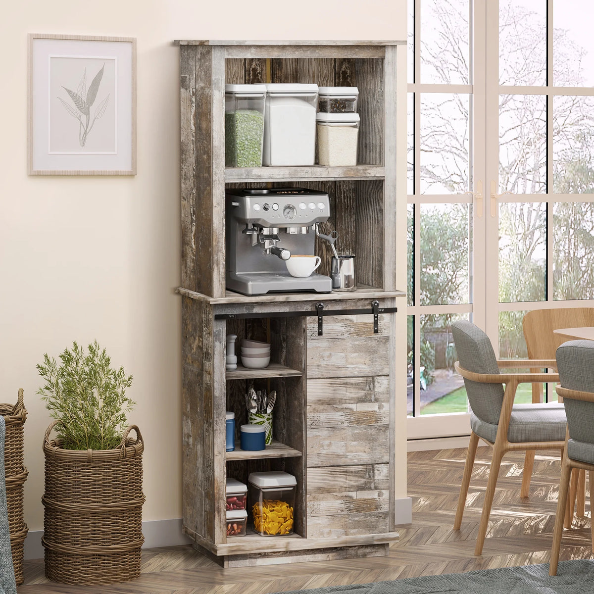 Rustic Kitchen Buffet with Hutch X410