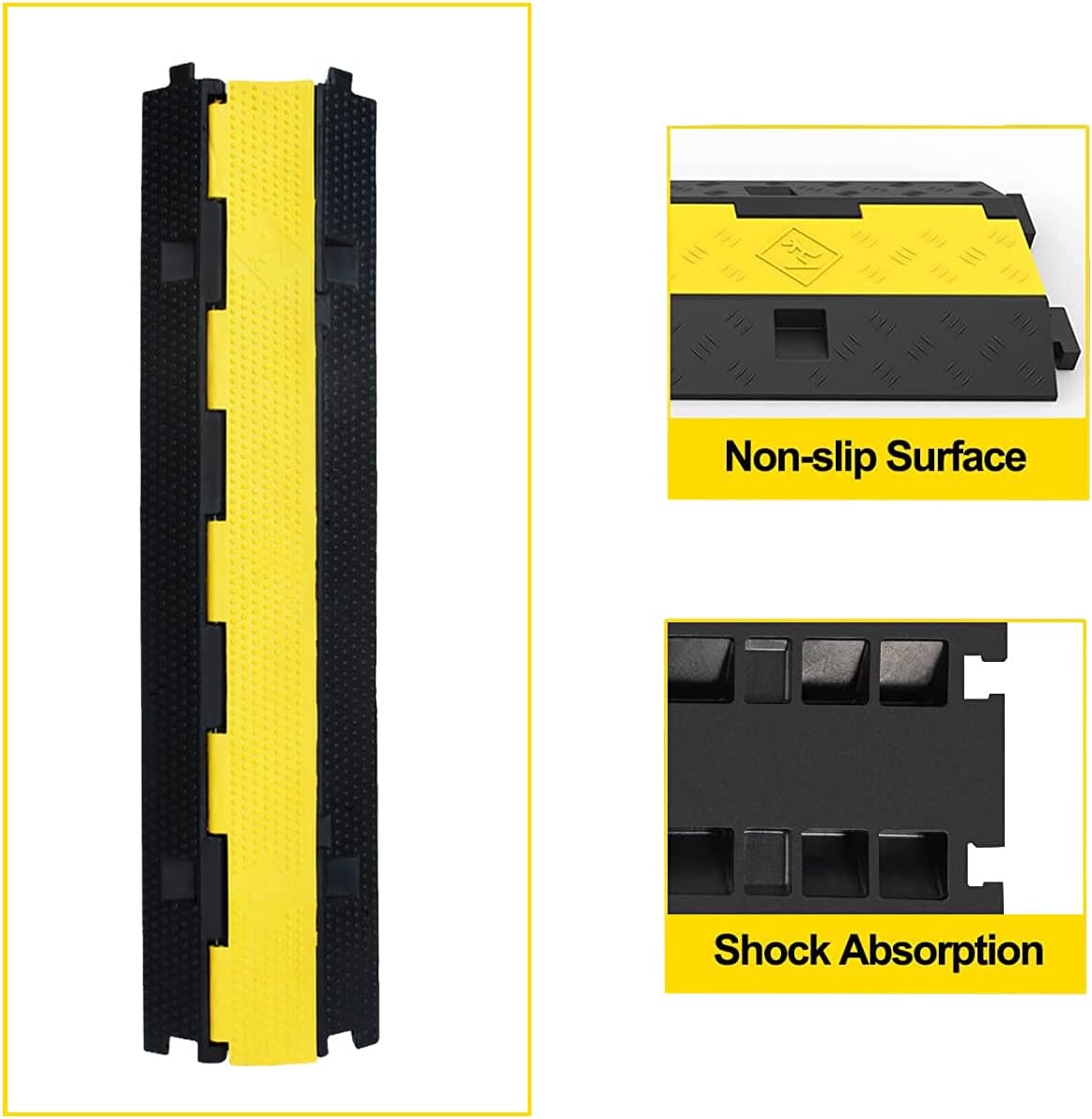 3Pack 39inch Traffic Speed Bumps Cable Protector, 11000lbs per Axle Capacity Rubber Pack of 2 J846