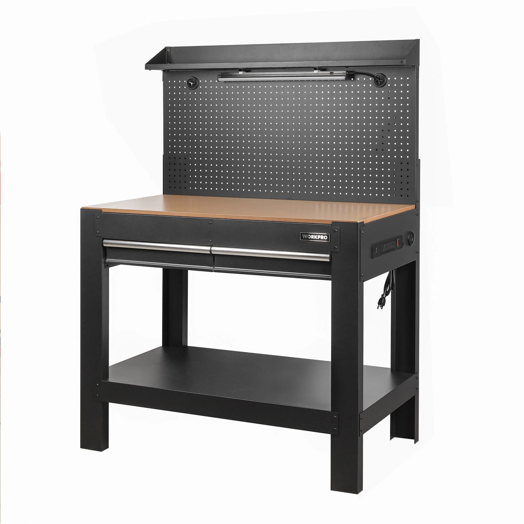 45-in Steel Multipurpose Workbench with LED Light & Power Strip X1673