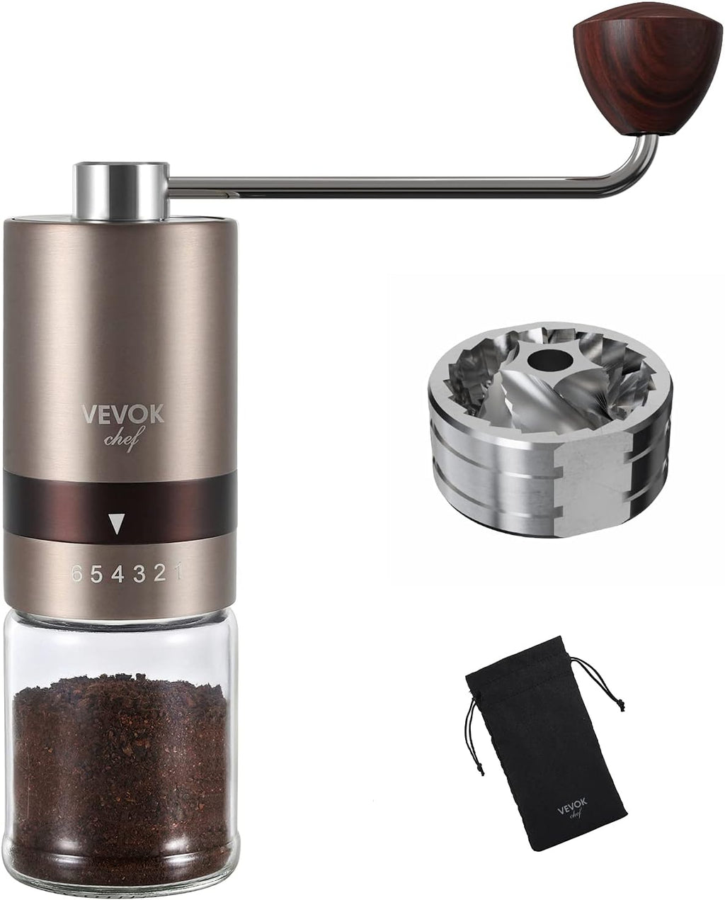 Manual Coffee Grinder Stainless Steel Conical Burr Mill Y84988