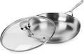 12.5" Stainless Steel Fry Pan Skillet with Glass Lid I897