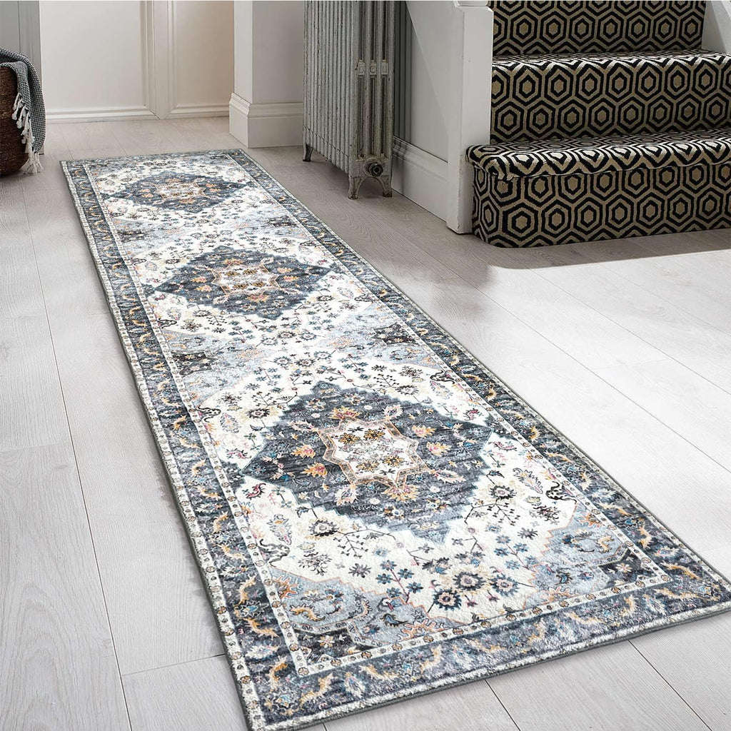 Washable Runner Rug with Rubber Backing Q8096