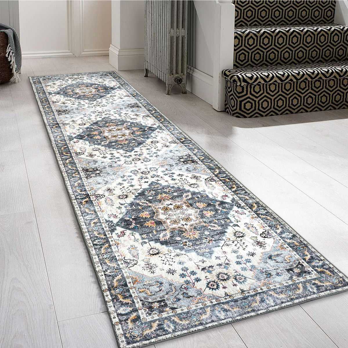 Washable Runner Rug with Rubber Backing Q8096