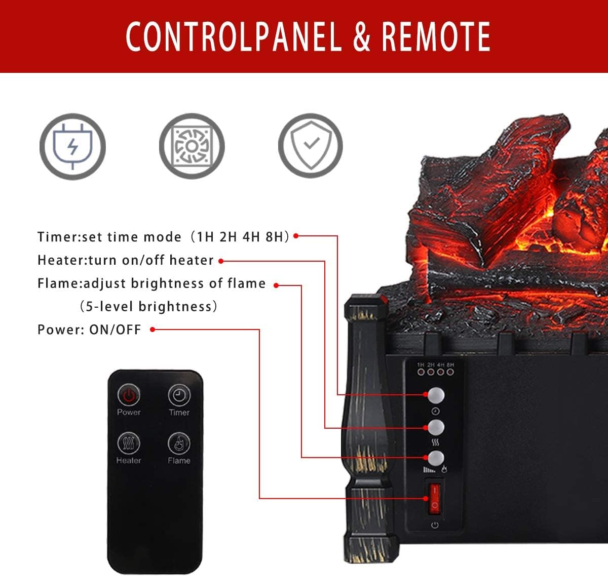 21in Electric Fireplace Inserted Heater B533399