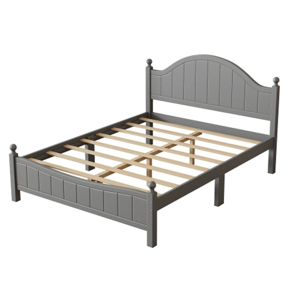 Gray Solid Wood Platform Bed Queen K24459