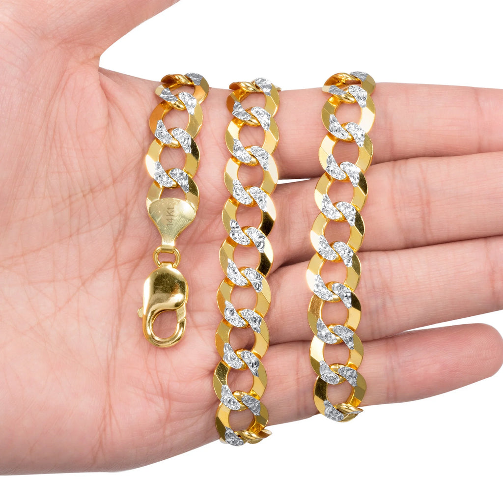 14K Yellow Gold Two-Tone Pave Chain Necklaces E4750