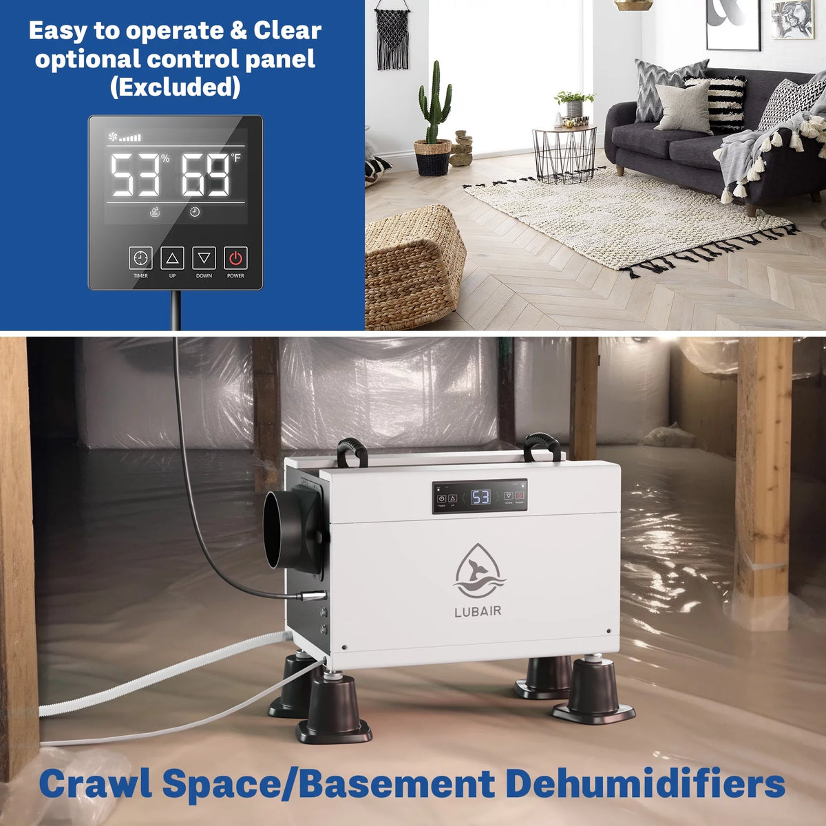 145 Pints Commercial Dehumidifier with Drain Hose, White L857685