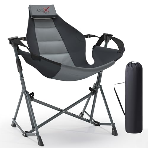 Black Folding Hammock Camping Chair with Cup Holder M66497