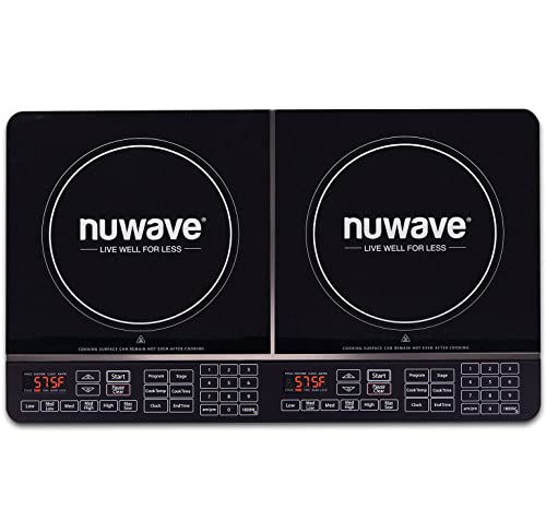 Double Induction Cooktop, 1800W, 2 Large 8” Heating Coils, Independent Controls, 94 Temp Settings, Ceramic Glass Surface D737