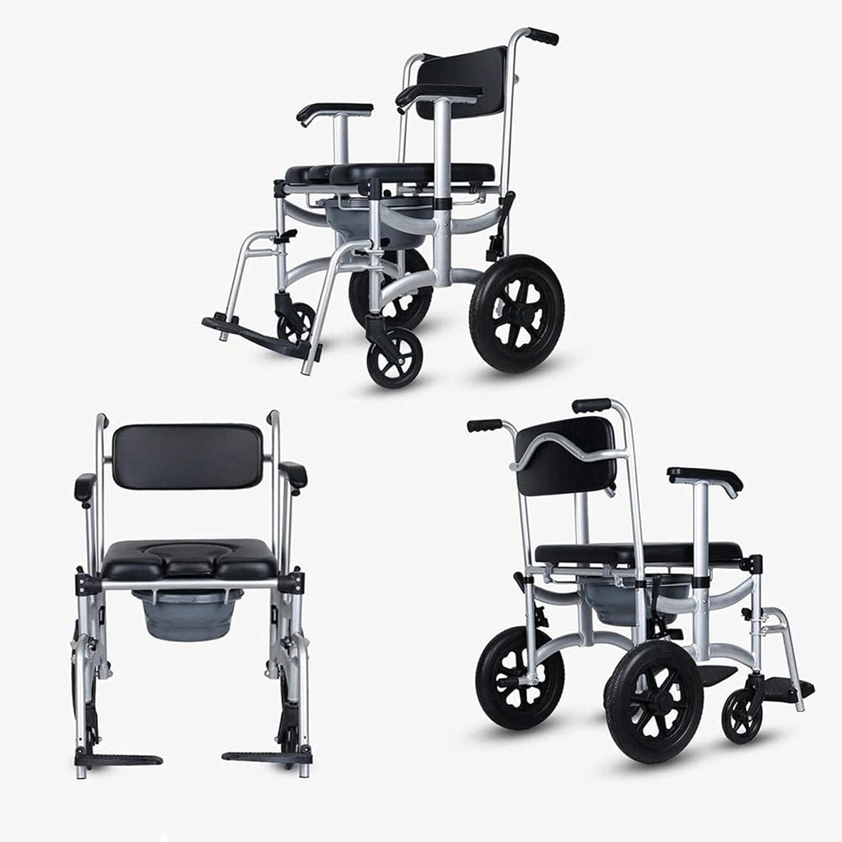 Toilet Commode Chair with Adjustable Height, Detachable Pot and Brakes N37569