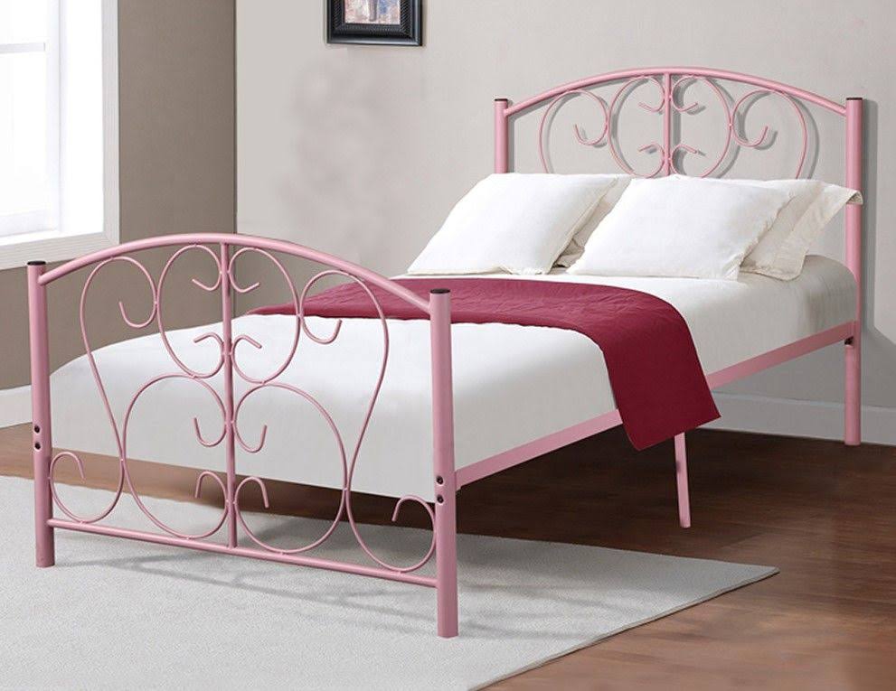 Pink Metal Twin Bed N683
