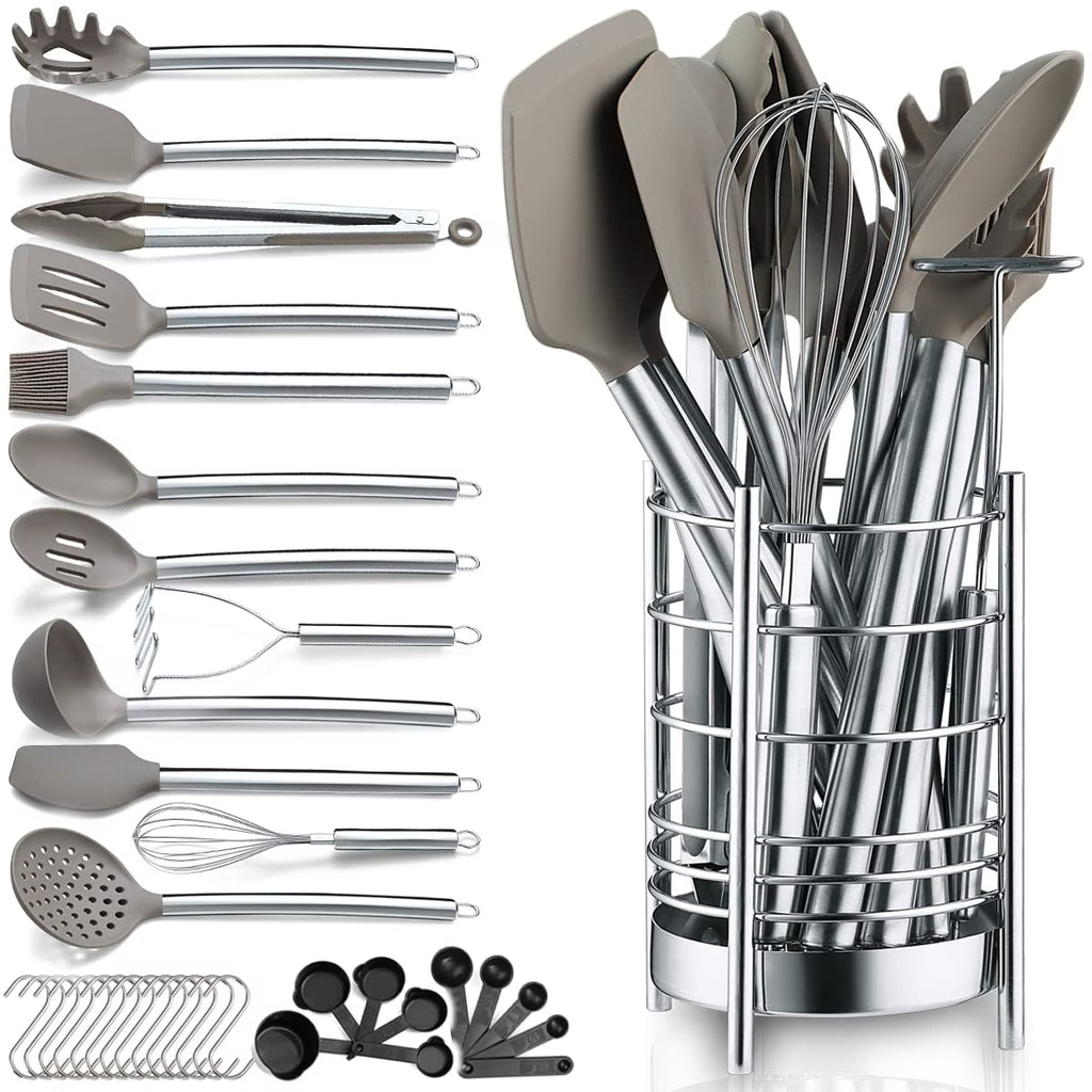 38 Pieces Silicone Kitchen Utensils Set With Stainless Steel Utensil Holder N7235