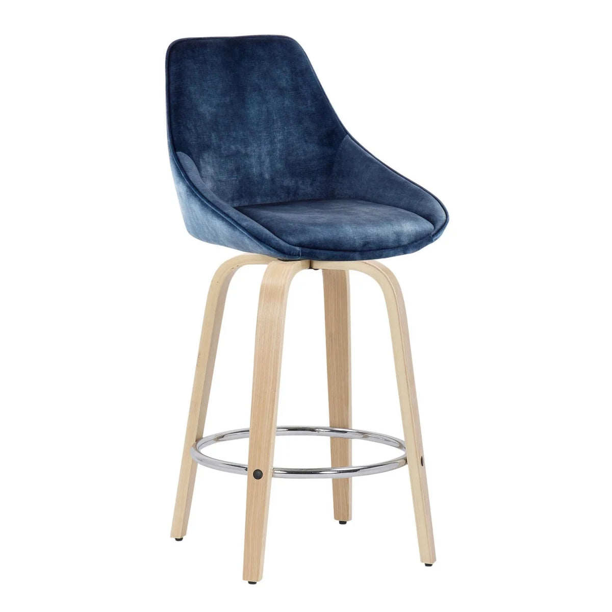 Blue Velvet Fixed-Height Counter Stool Z17991