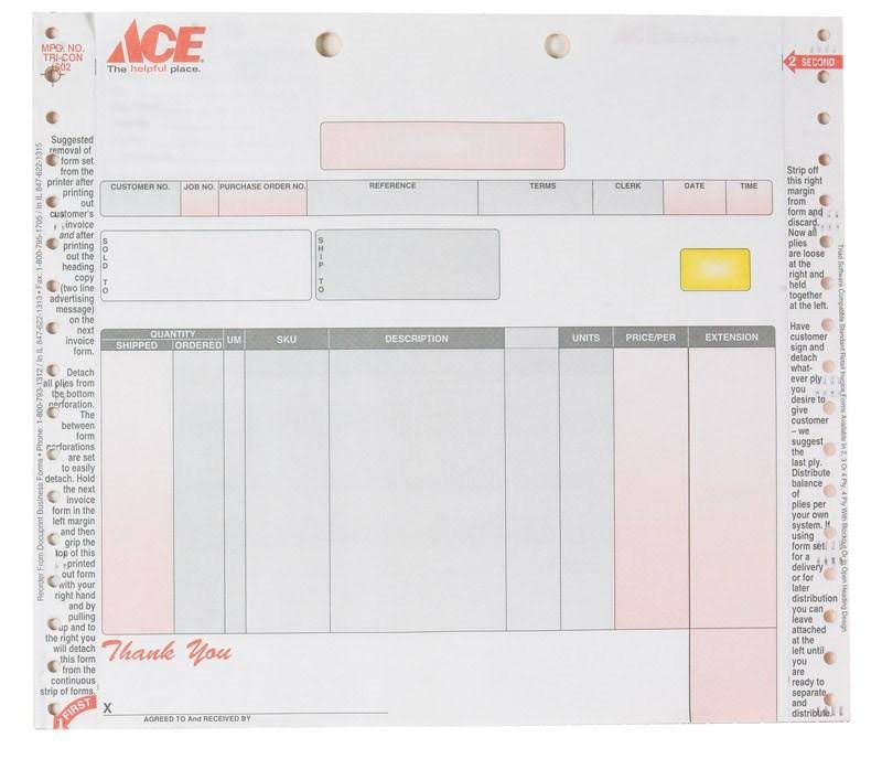 Invoice 9-3/4 in. x 8-1/2 in. 1000 Box S2647