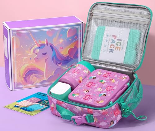 Bento Lunch Box with 3 Compartments, Water Bottle, Lunch Bag, Ice Pack Set L7229