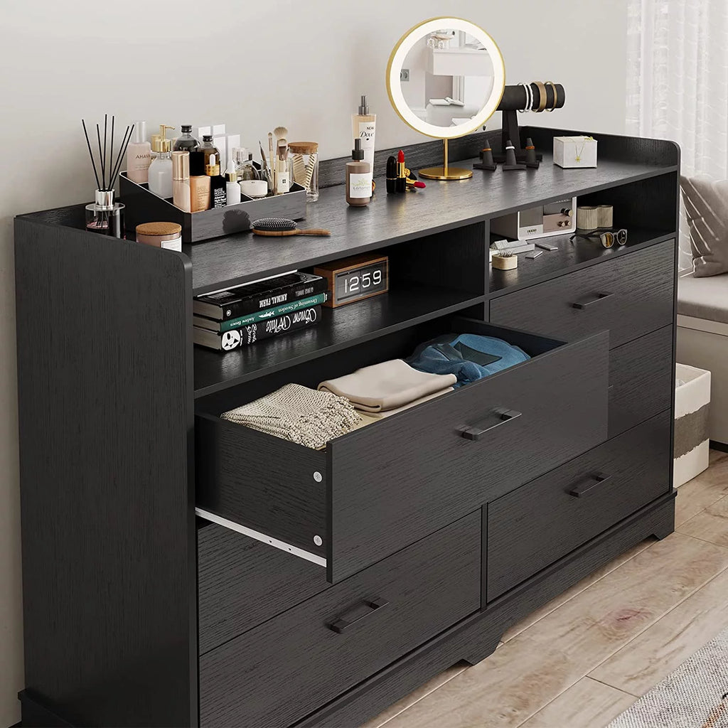 Black 6 Drawer Dresser Q42812