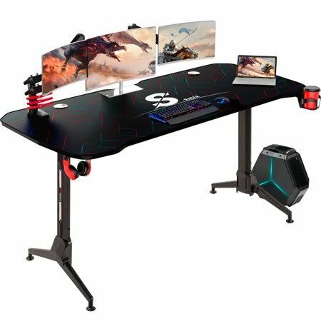 Black 63 inch Gaming Desk with Adjustable Height K276