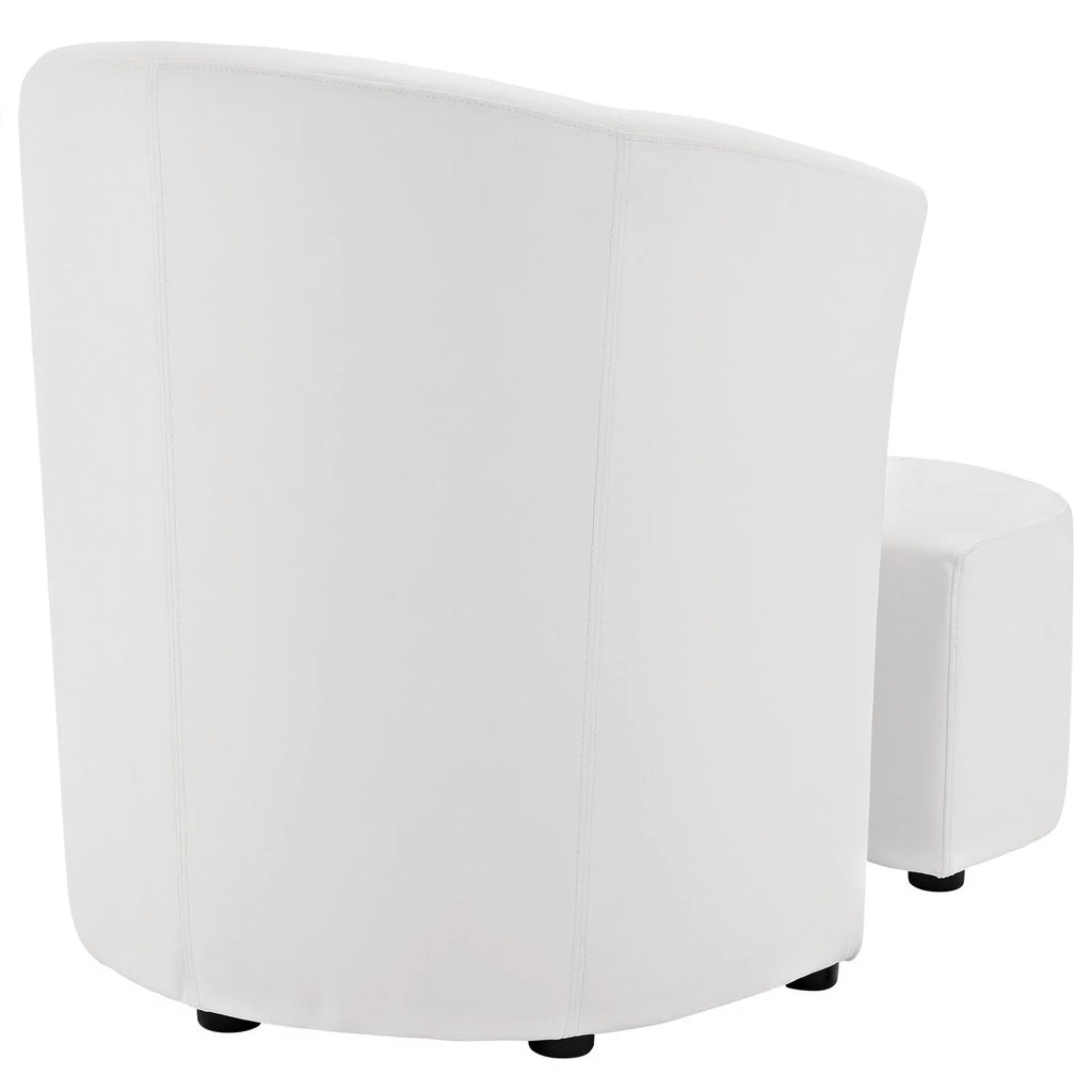 White Faux Leather Armchair and Ottoman F7169