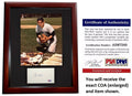 Yogi Berra Signed Autograph New York Yankees Index Card Matted with Photo - Mahogany Fram R719