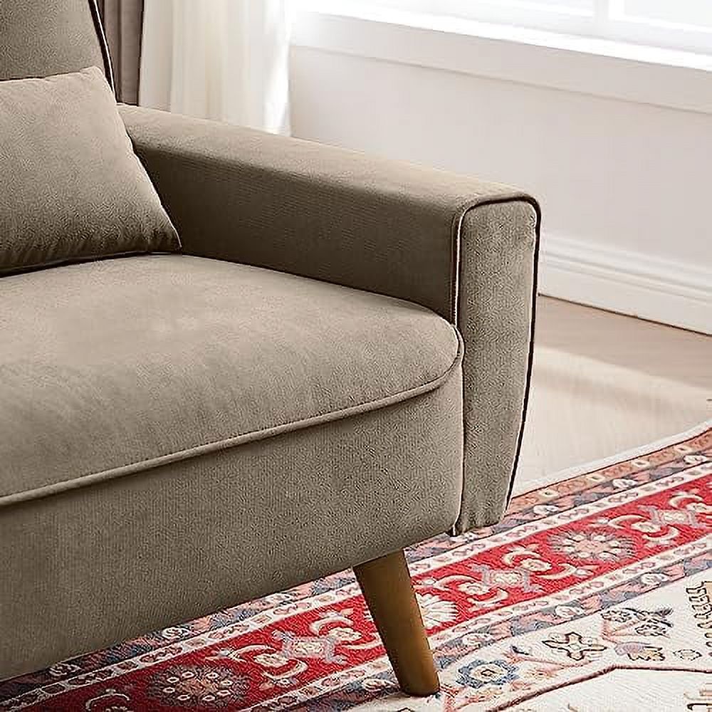 48" Linen Loveseat Sofa with Throw Pillows U6795